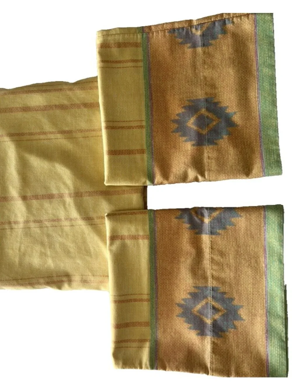 Aztec Southwest Queen Sheet Set Yellow Purple Orange VTG Westpoint Stevens USA